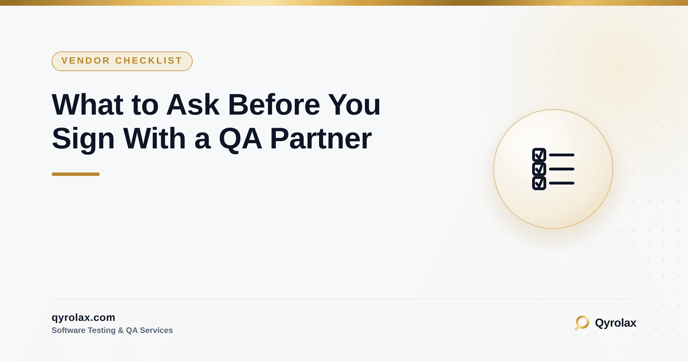 Checklist illustration for evaluating a QA outsourcing partner before signing